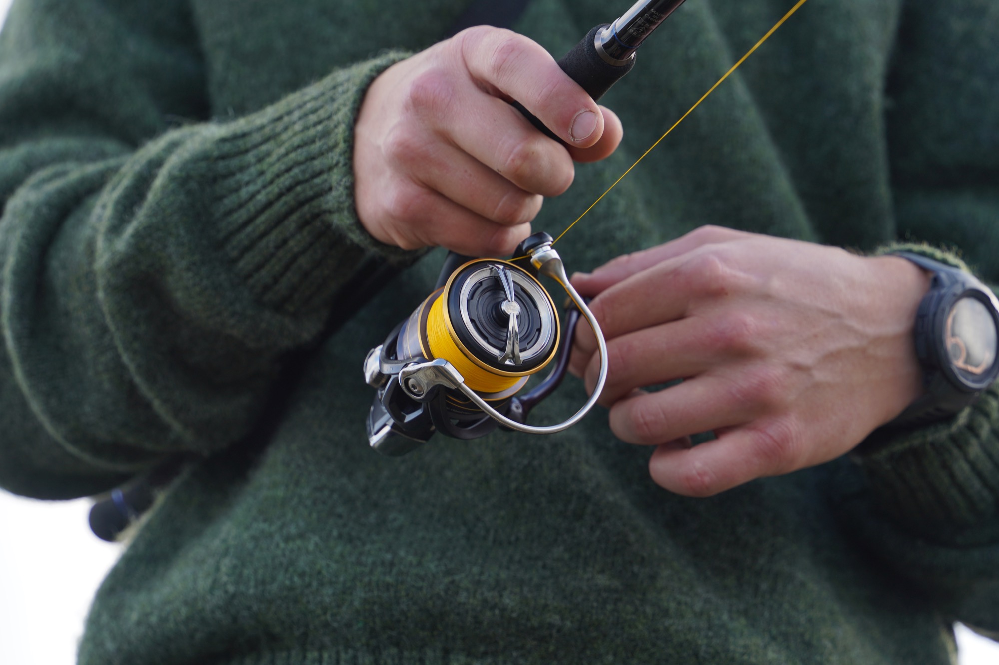spinning reel with braid